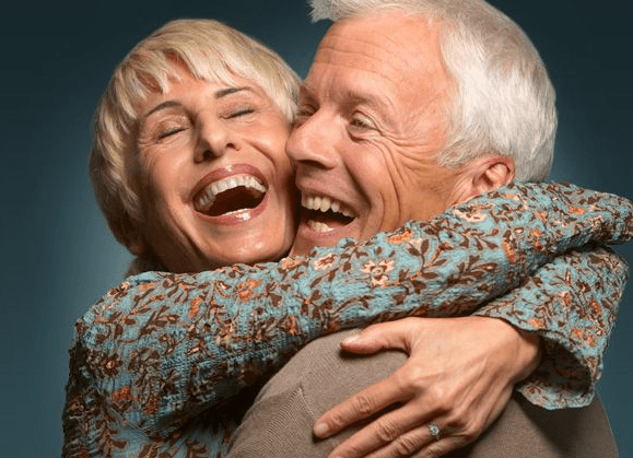 Mature couple hugging each other